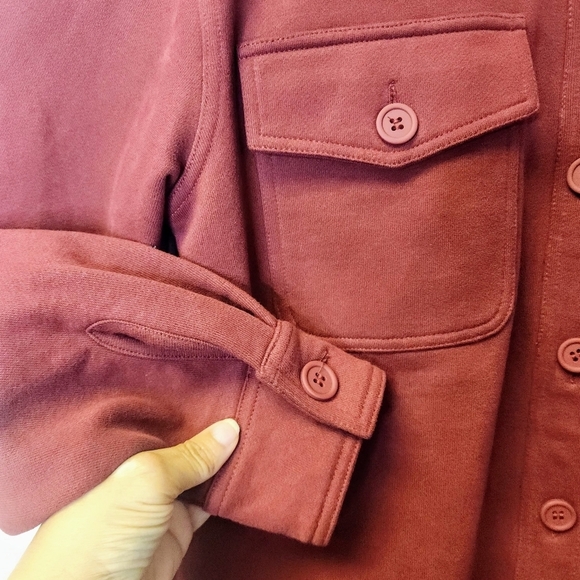 Good American Sueded Fleece Shacket Shirt Jacket In Burgundy Size XS - S - Picture 6 of 13